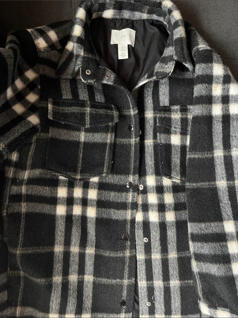 H&M Black and Cream Plaid Shacket‎